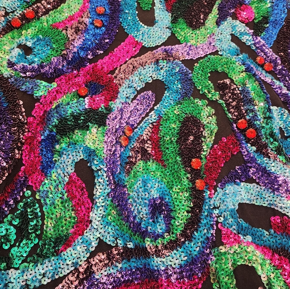 Vintage Sherri Hill Rainbow Sequin Swirl Dress | Size 2 - Picture 3 of 5